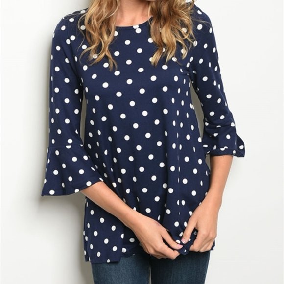 Polka Dot Top Navy - Picture 1 of 5